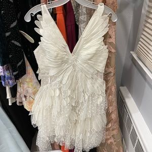 ZIMMERMANN Rythmic Fluted Mini Dress WHITE